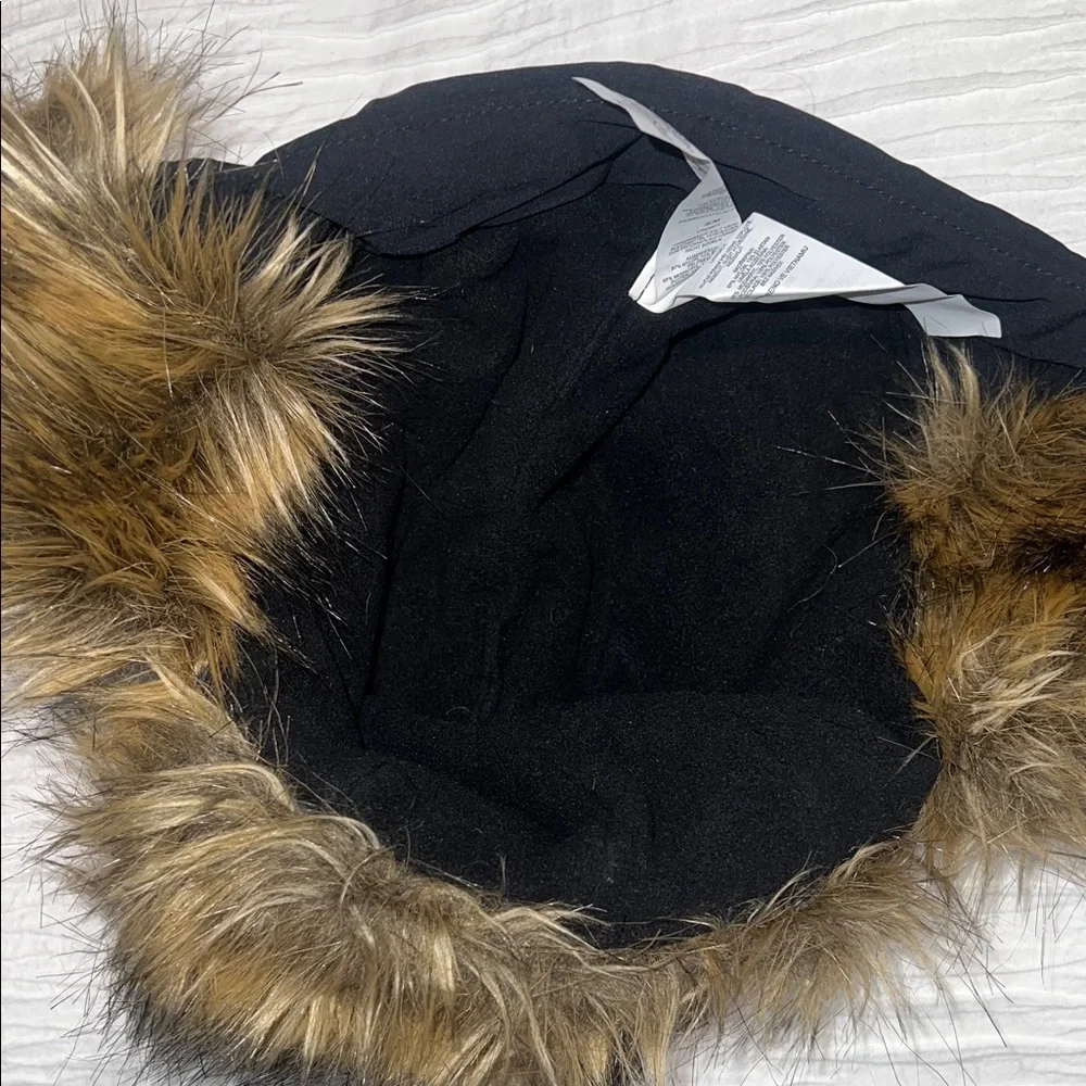 Columbia Faux‎ Fur Trimmed Black Winter Hat